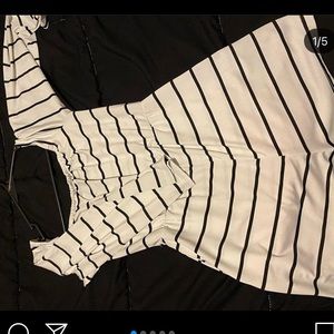 White and black striped romper!
